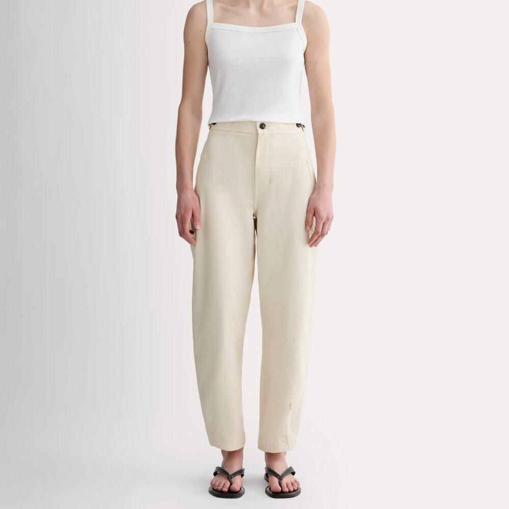 Everlane Women's Fatigue Barrel Pant in Birch, Size 12, Cotton/Linen NWT